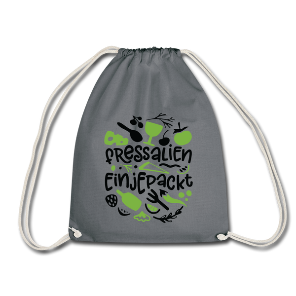 Fressalien einjepackt! - Turnbeutel - Grau