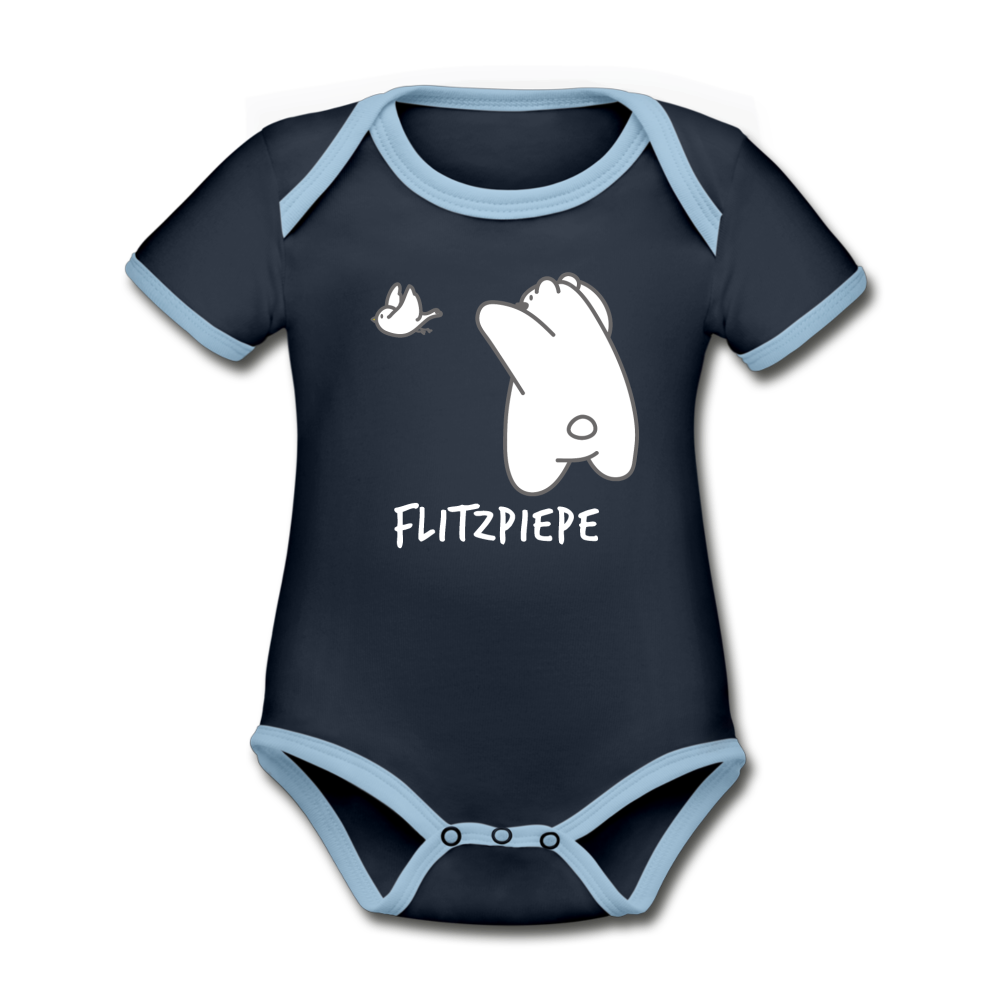 Flitzpiepe - Baby Bio-Kurzarm-Kontrastbody - navy/sky
