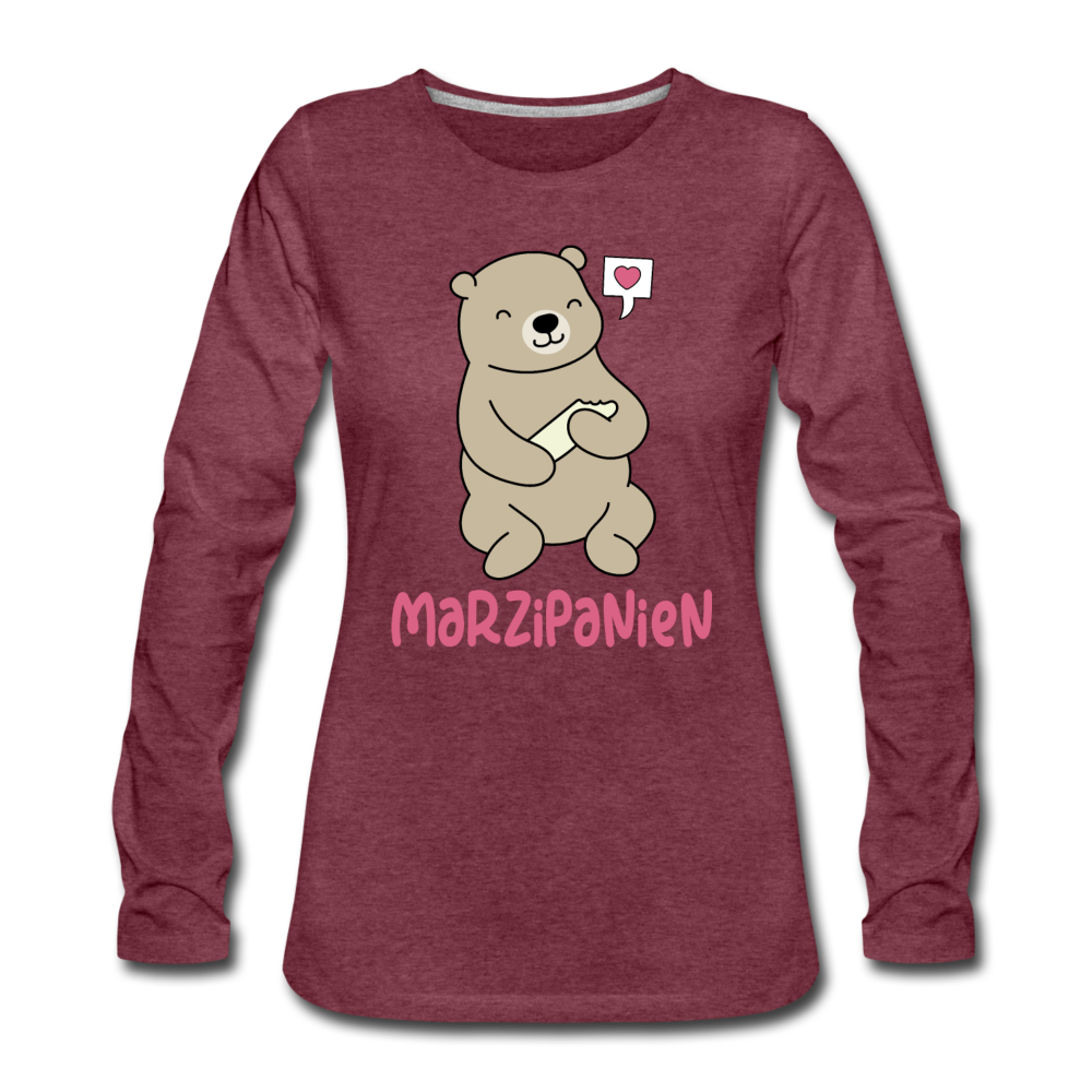 Marzipanien - Frauen Premium Langarmshirt - Bordeauxrot meliert