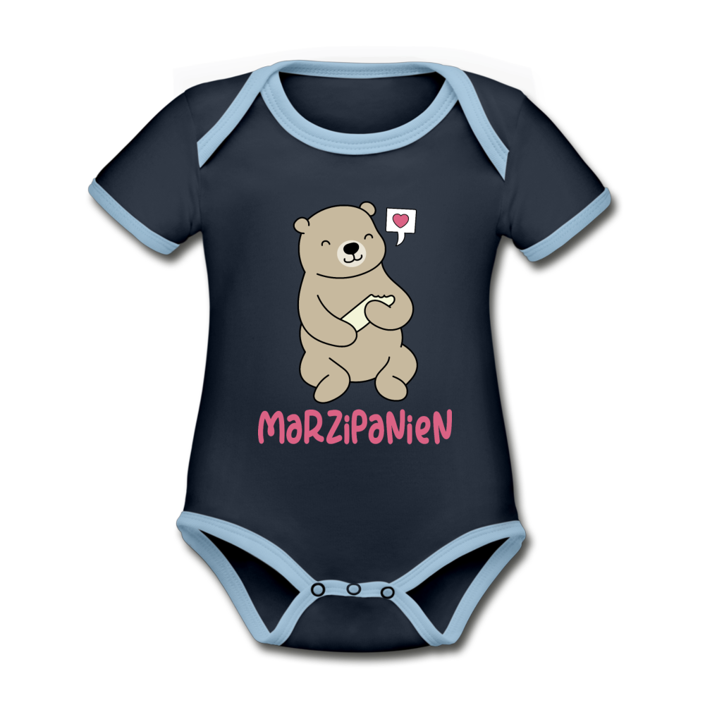 Marzipanien - Baby Bio-Kurzarm-Kontrastbody - navy/sky