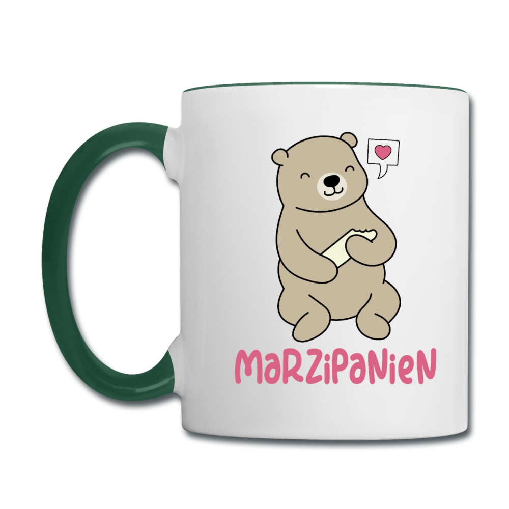 Marzipanien - Tasse zweifarbig - Weiß/Dunkelgrün