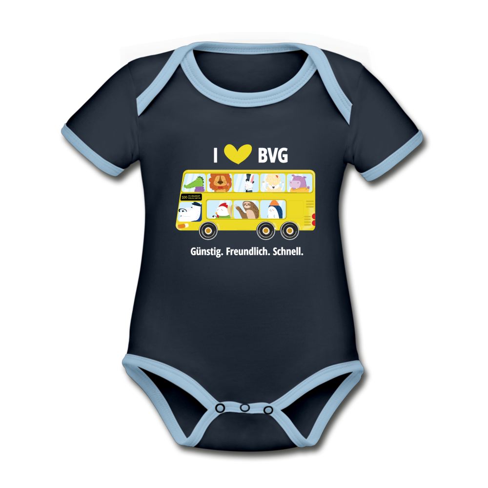 I love BVG - Baby Bio-Kurzarm-Kontrastbody - navy/sky