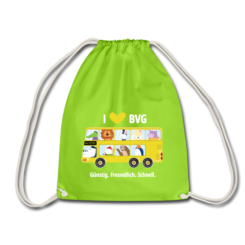 I love BVG - Turnbeutel - Neongrün