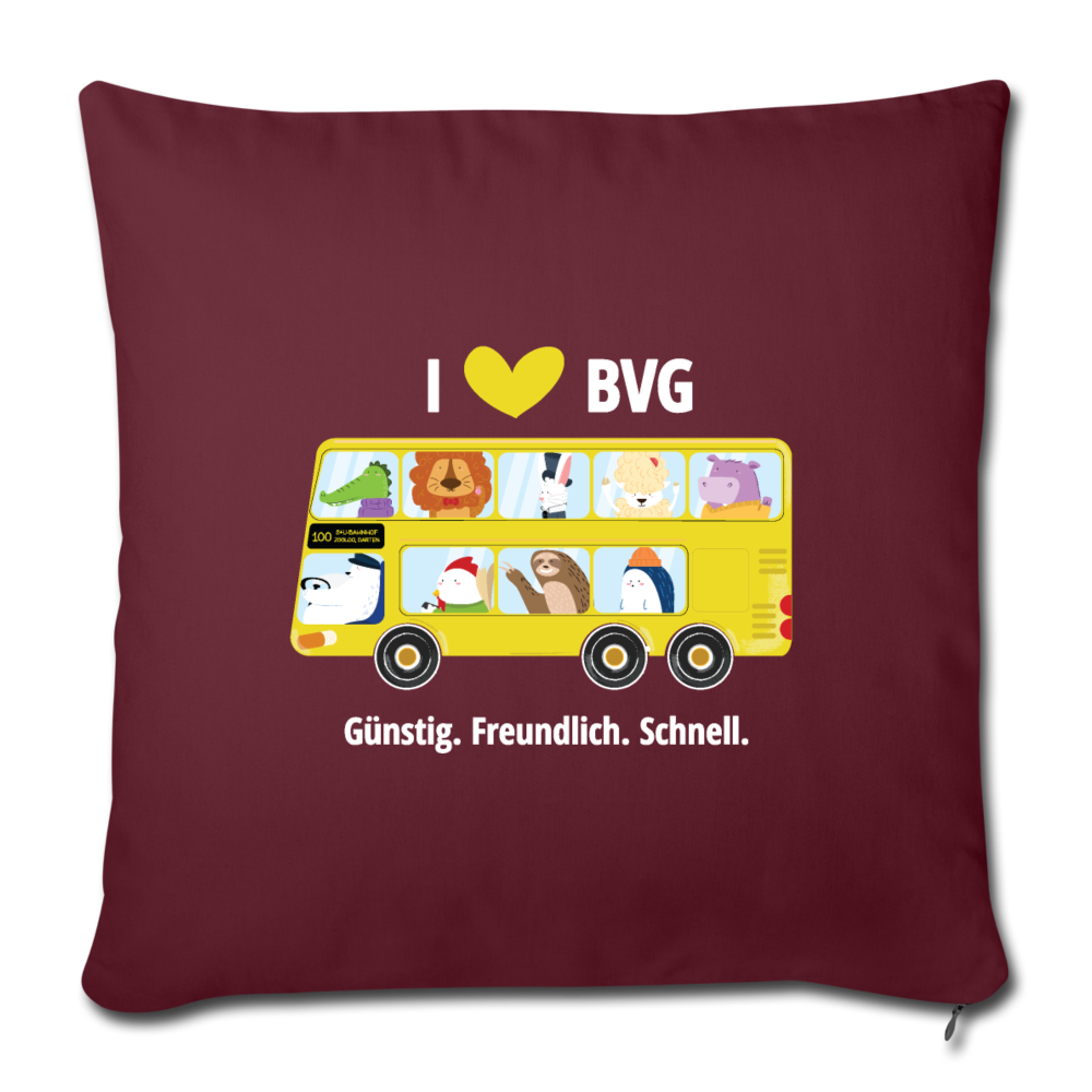 I love BVG - Sofakissen mit Füllung (45 x 45 cm) - Burgunderrot