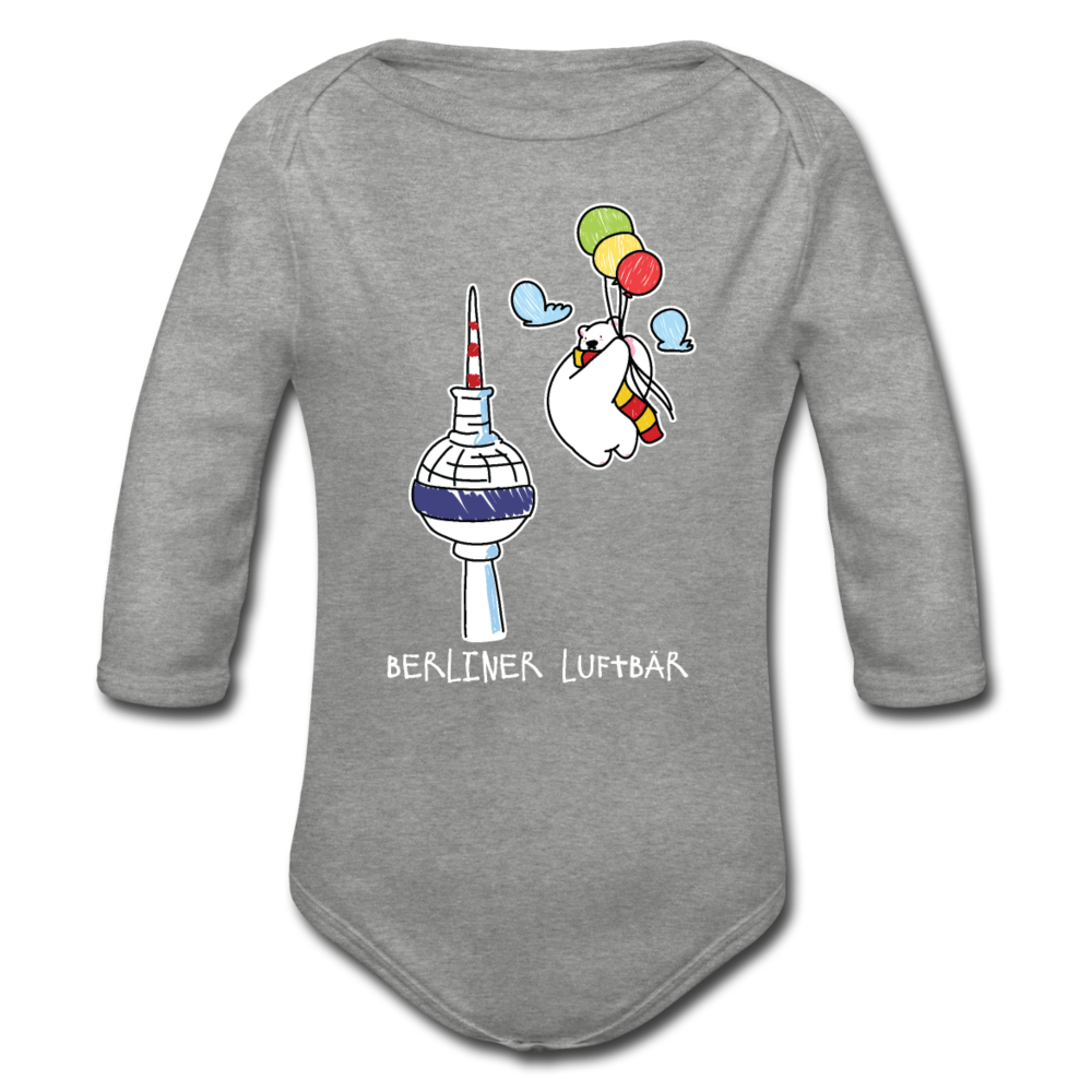 Berliner Luftbär - Bio-Langarmbody - Grau meliert