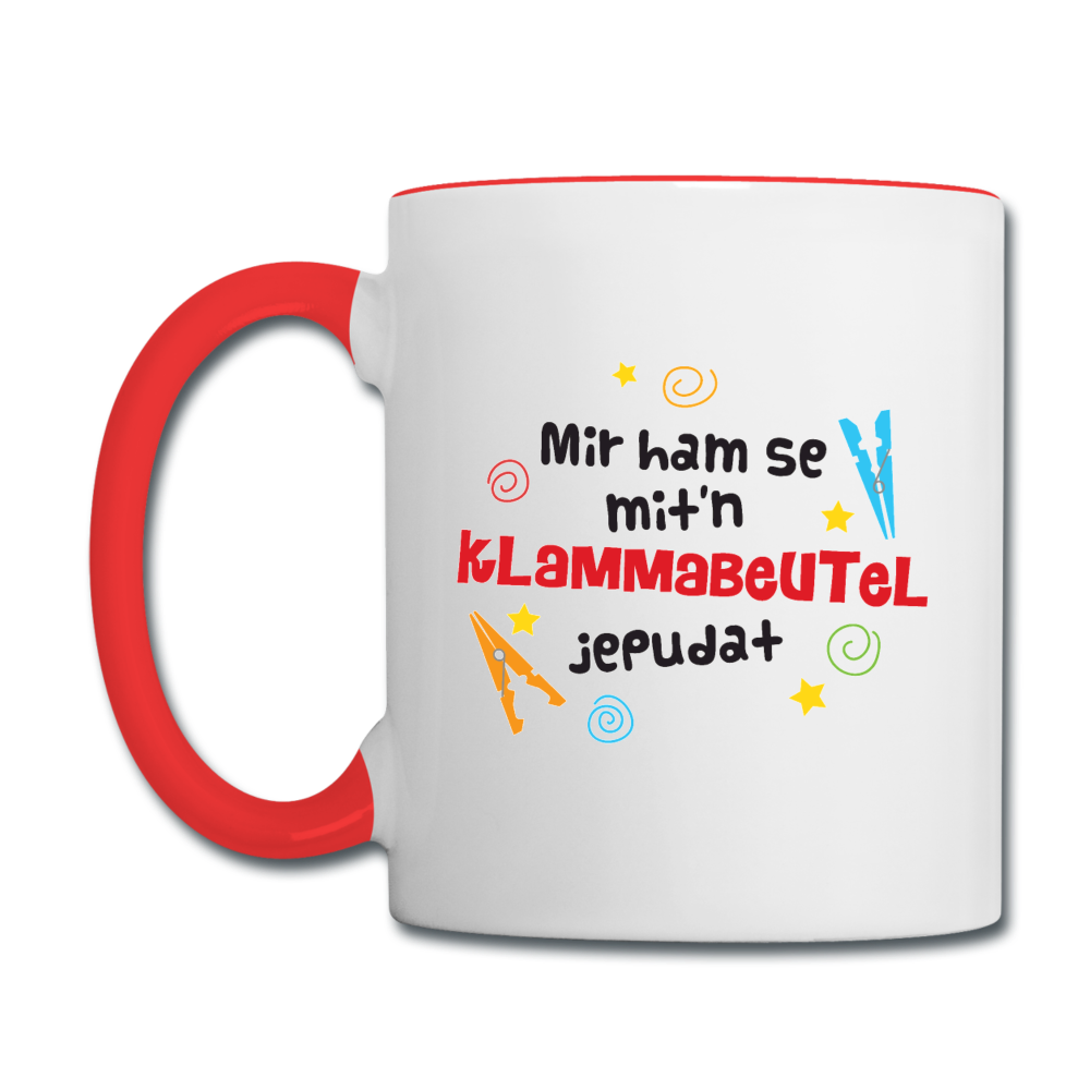 Mit'n Klammabeutel jepudat - Tasse zweifarbig