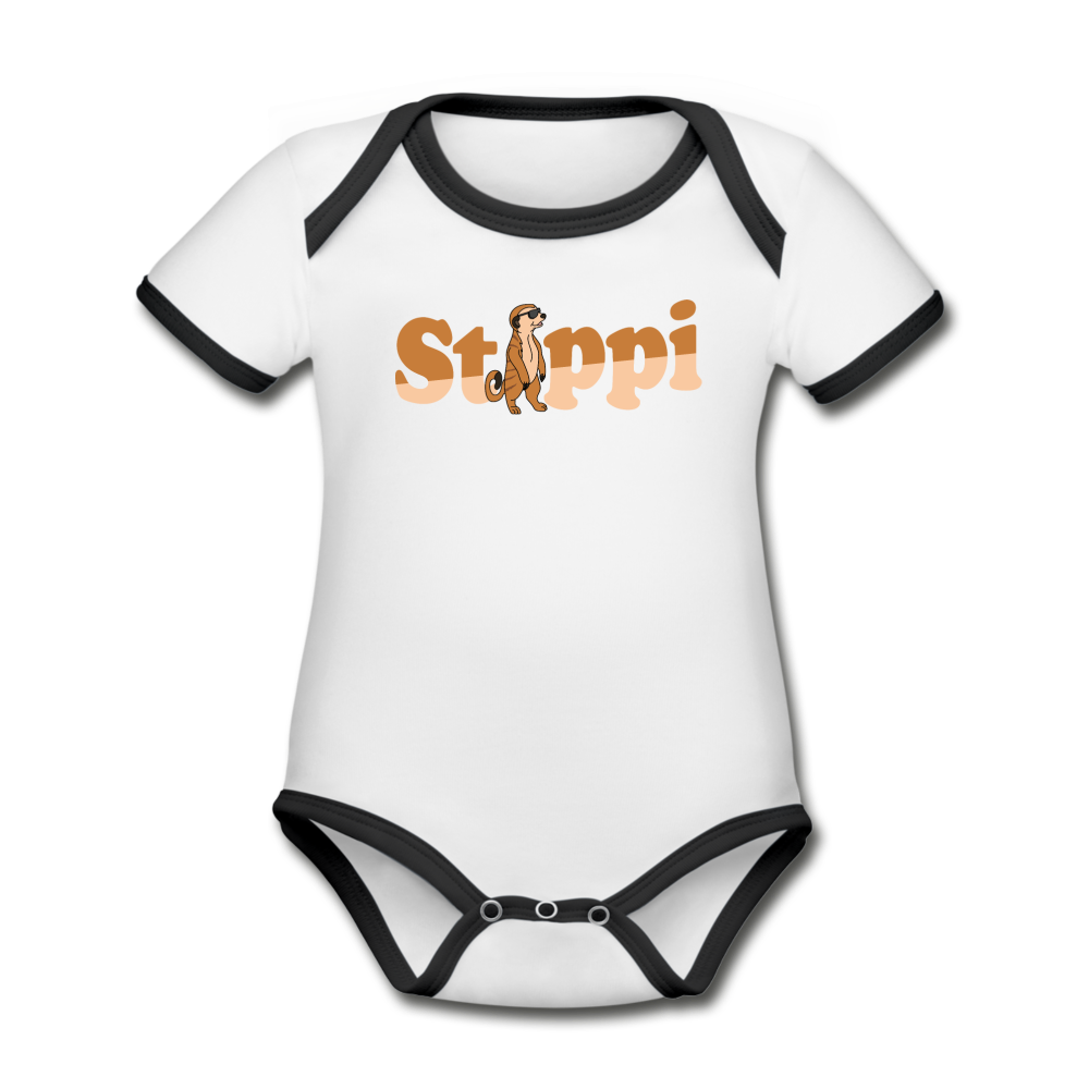 Stippi - Baby Bio-Kurzarm-Kontrastbody - Weiß/Schwarz