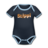 Stippi - Baby Bio-Kurzarm-Kontrastbody - navy/sky