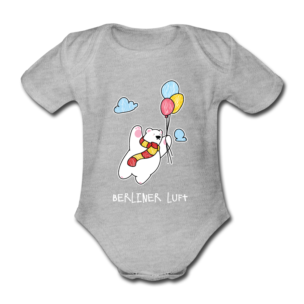 Der Bär fliegt - Bio-Kurzarmbody - Grau meliert