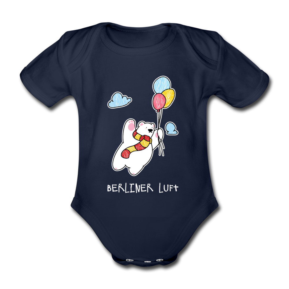 Der Bär fliegt - Bio-Kurzarmbody - Dunkelnavy