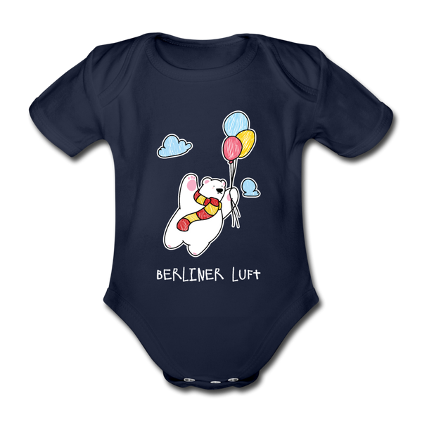 Der Bär fliegt - Bio-Kurzarmbody - Dunkelnavy