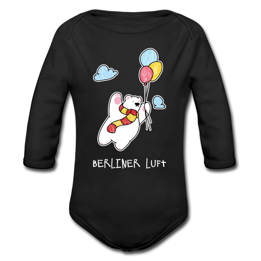 Der Bär fliegt - Bio-Langarmbody - Schwarz