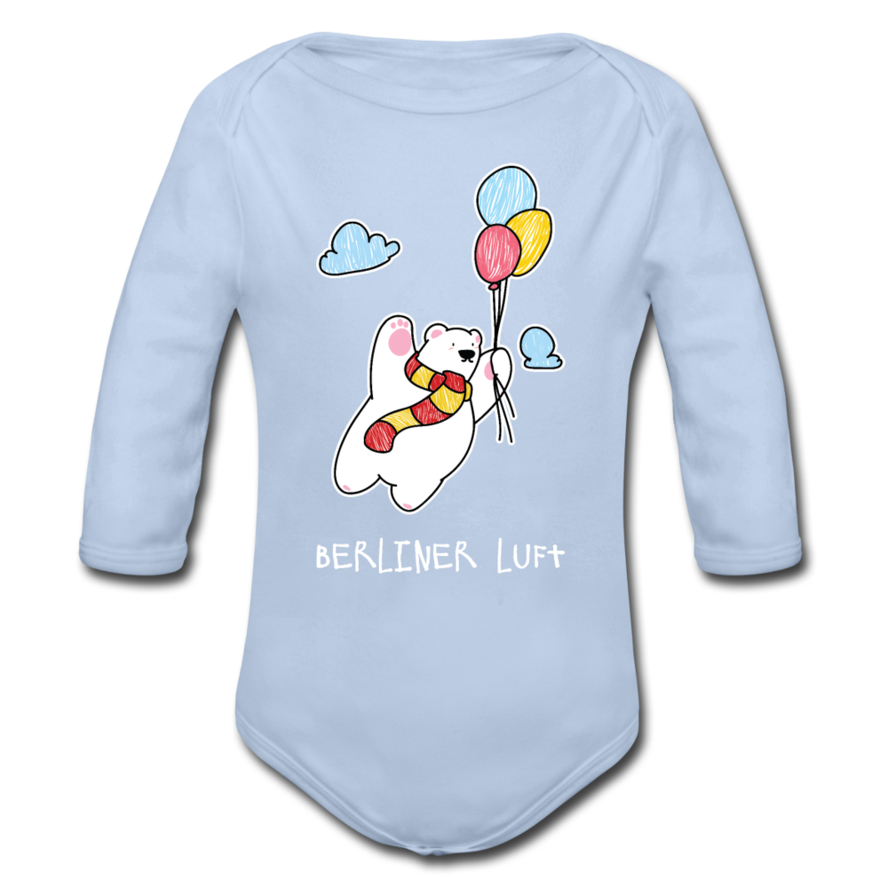 Der Bär fliegt - Bio-Langarmbody - Sky