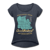 Chalkidiki oder Charlottenburg - Frauen T-Shirt mit gerollten Ärmeln - Navy meliert