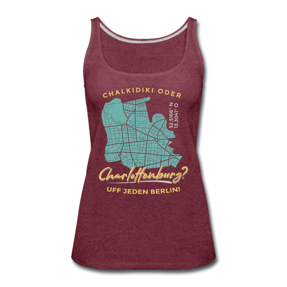 Chalkidiki oder Charlottenburg - Frauen Premium Tank Top - Bordeauxrot meliert
