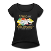 Kreta oder Kreuzberg - Frauen T-Shirt mit gerollten Ärmeln - Schwarz