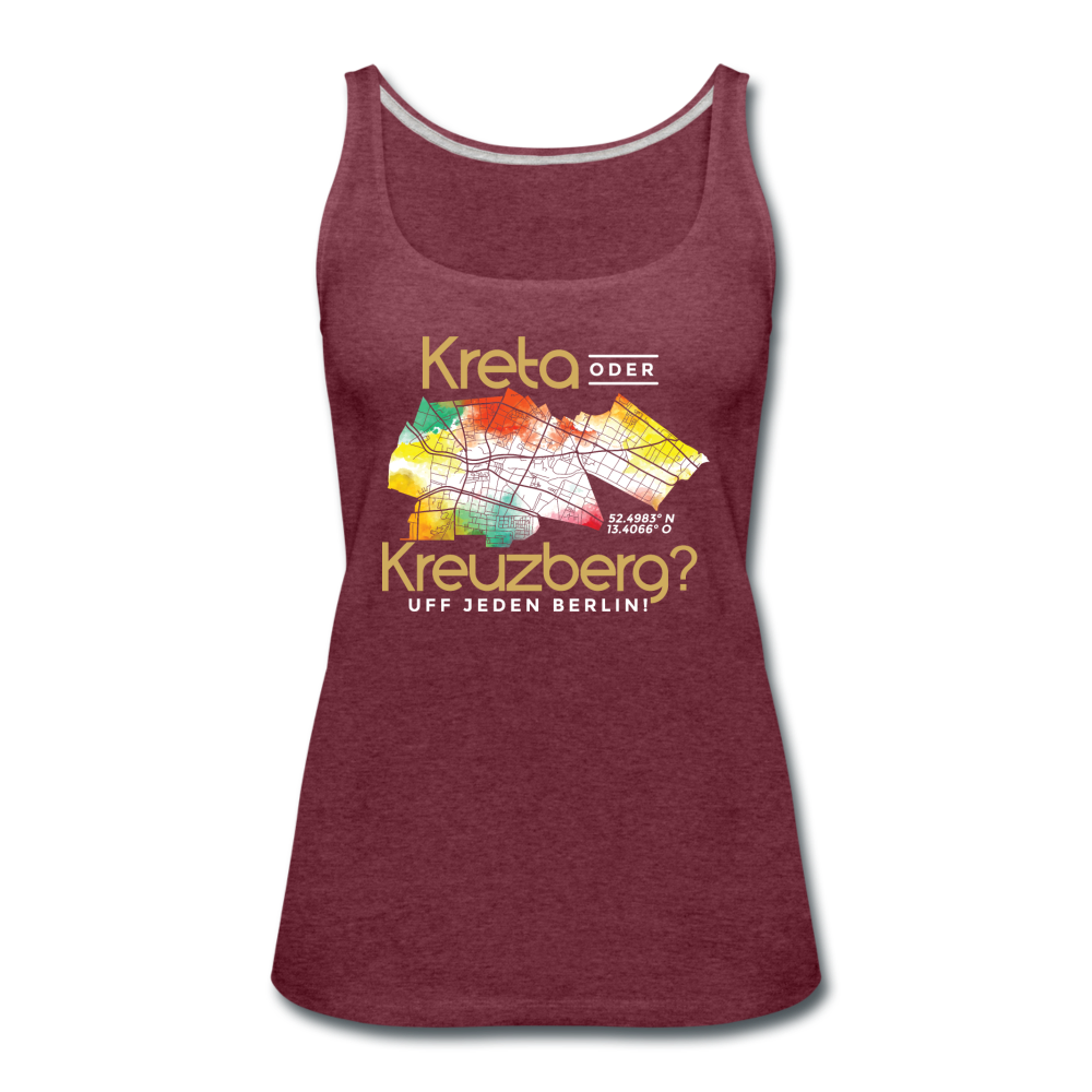 Kreta oder Kreuzberg - Frauen Premium Tank Top - Bordeauxrot meliert