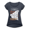 Panama oder Pankow - Frauen T-Shirt mit gerollten Ärmeln - Navy meliert