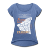Panama oder Pankow - Frauen T-Shirt mit gerollten Ärmeln - Denim meliert