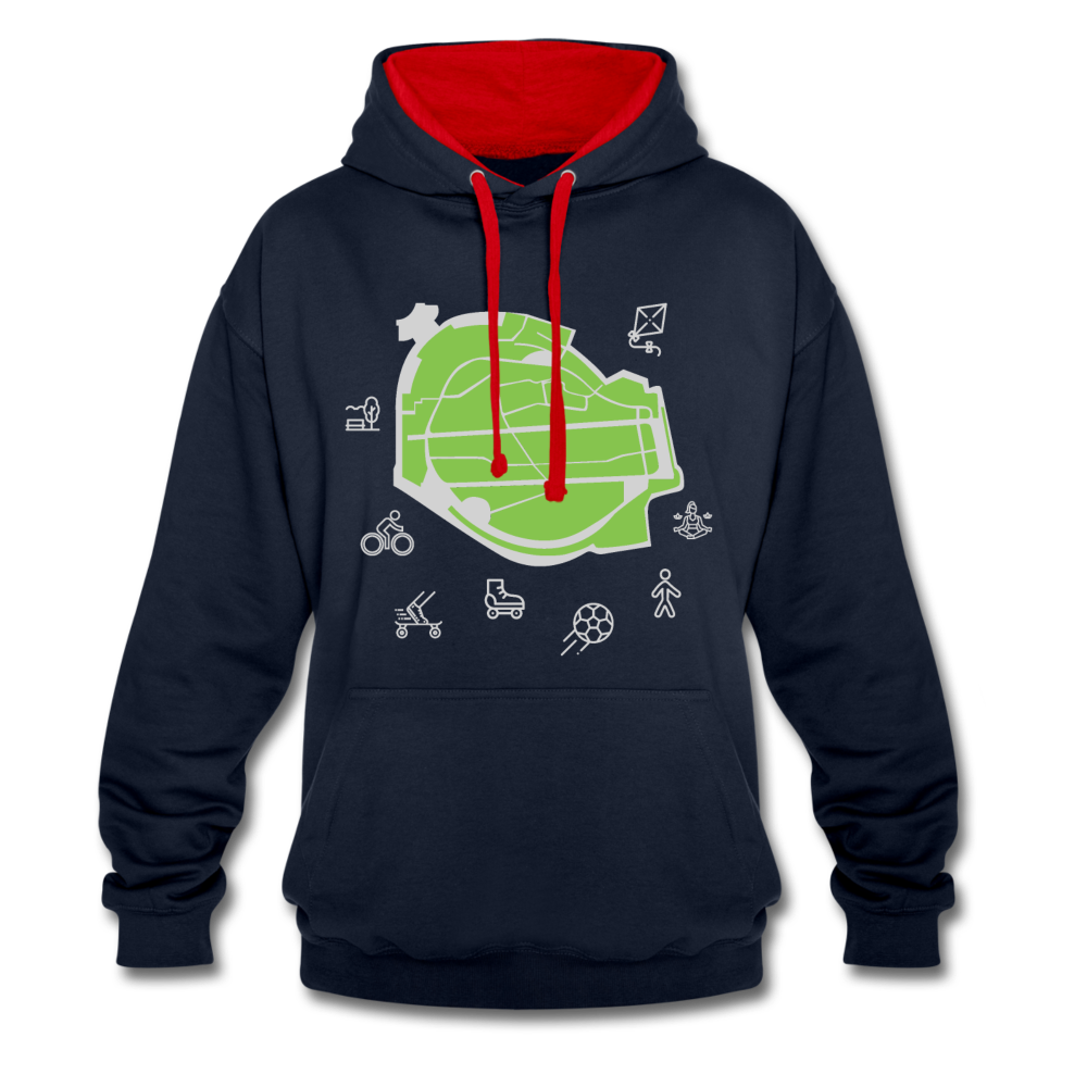 Tempelhof Feld - Kontrast Hoodie - Navy/Rot