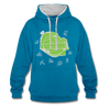 Tempelhof Feld - Kontrast Hoodie - Pfauenblau/Grau meliert