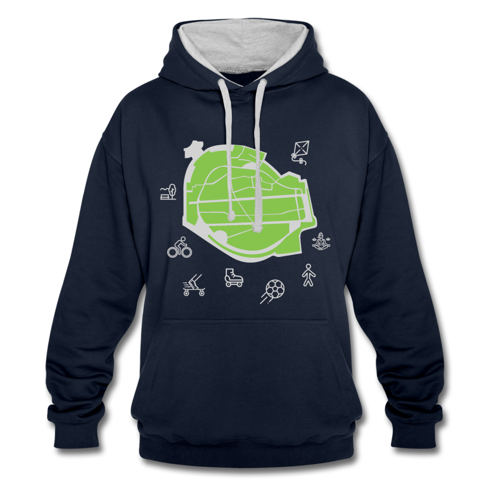 Tempelhof Feld - Kontrast Hoodie - Navy/Grau meliert