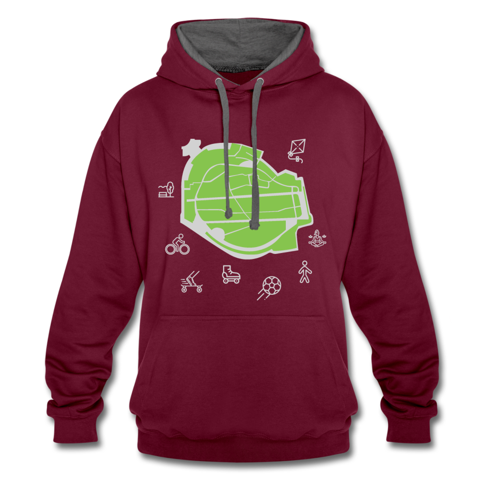 Tempelhof Feld - Kontrast Hoodie - Weinrot/Anthrazit