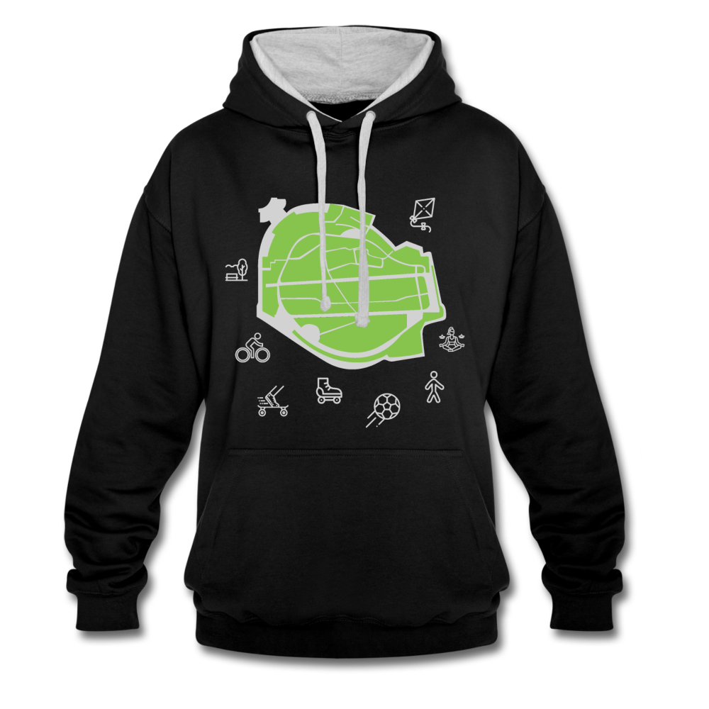 Tempelhof Feld - Kontrast Hoodie - Schwarz/Grau meliert
