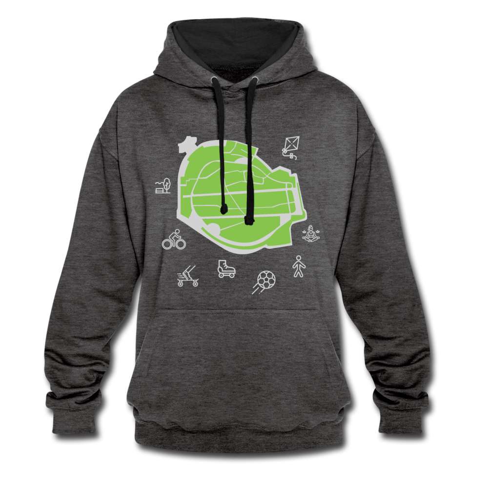 Tempelhof Feld - Kontrast Hoodie - Anthrazit/Schwarz