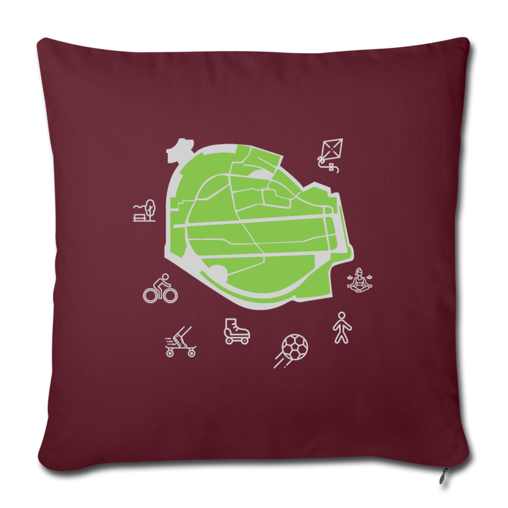 Tempelhof Feld - Sofakissenbezug (45 x 45 cm) - Burgunderrot