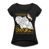 Stockholm oder Steglitz - Frauen T-Shirt mit gerollten Ärmeln - Schwarz