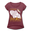 Stockholm oder Steglitz - Frauen T-Shirt mit gerollten Ärmeln - Bordeauxrot meliert