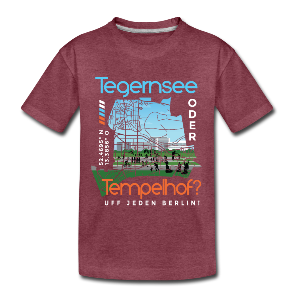 Tegernsee oder Tempelhof - Teenager Premium T-Shirt - Bordeauxrot meliert