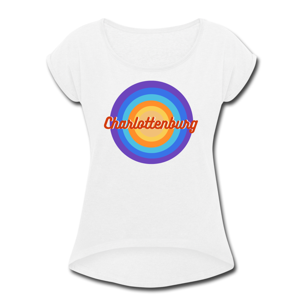 Charlottenburg Retro - Frauen T-Shirt mit gerollten Ärmeln - Weiß