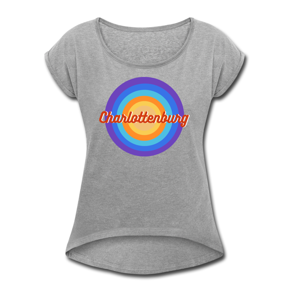 Charlottenburg Retro - Frauen T-Shirt mit gerollten Ärmeln - Grau meliert