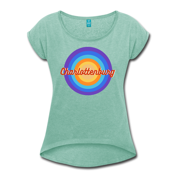Charlottenburg Retro - Frauen T-Shirt mit gerollten Ärmeln - Minze meliert