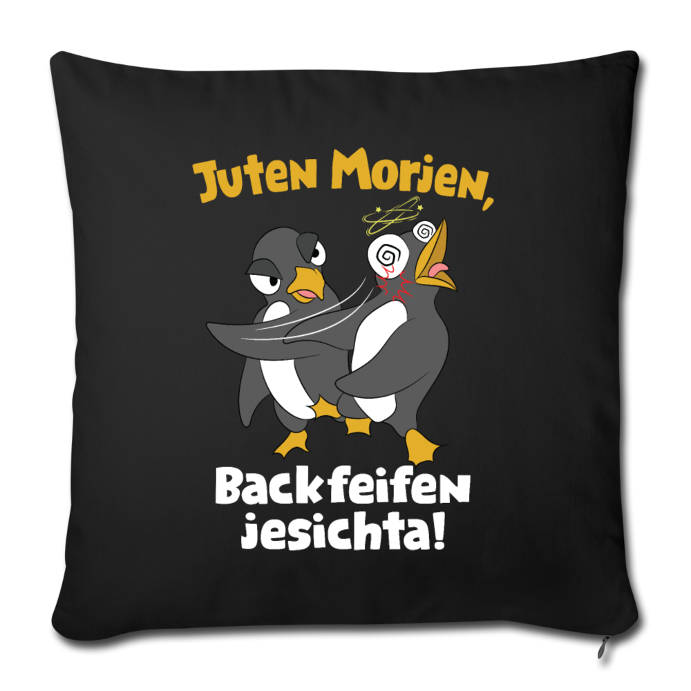 Juten Morjen, Backfeifenjesichta! - Sofakissen mit Füllung (45 x 45 cm) - Schwarz