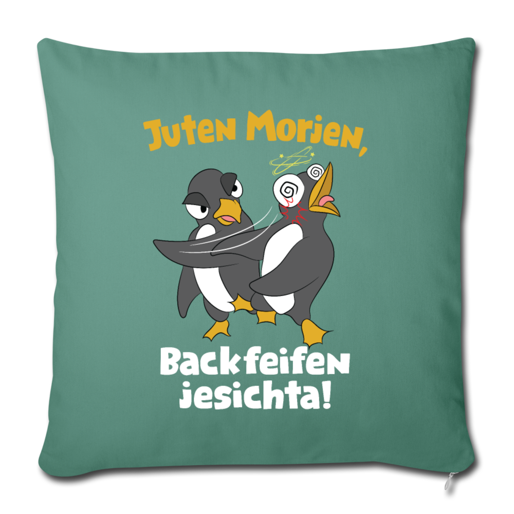 Juten Morjen, Backfeifenjesichta! - Sofakissen mit Füllung (45 x 45 cm) - Tanngrün