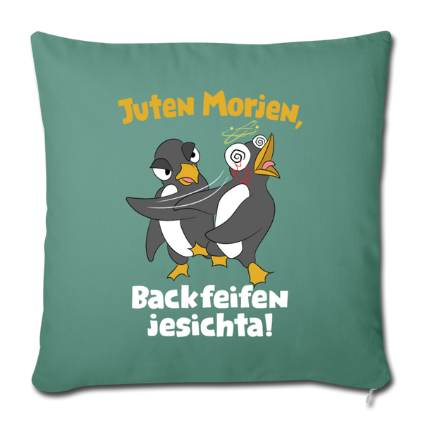 Juten Morjen, Backfeifenjesichta! - Sofakissen mit Füllung (45 x 45 cm) - Tanngrün