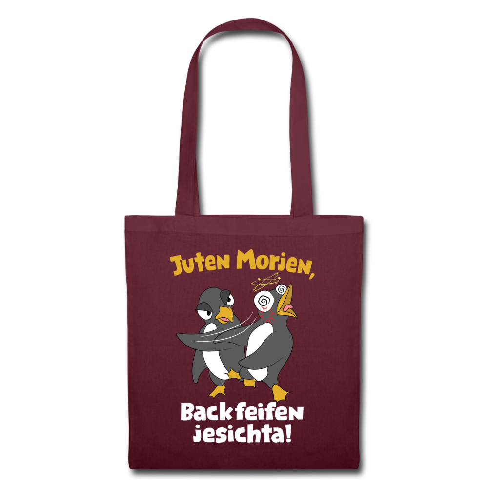 Juten Morjen, Backfeifenjesichta! - Stoffbeutel - Burgunderrot