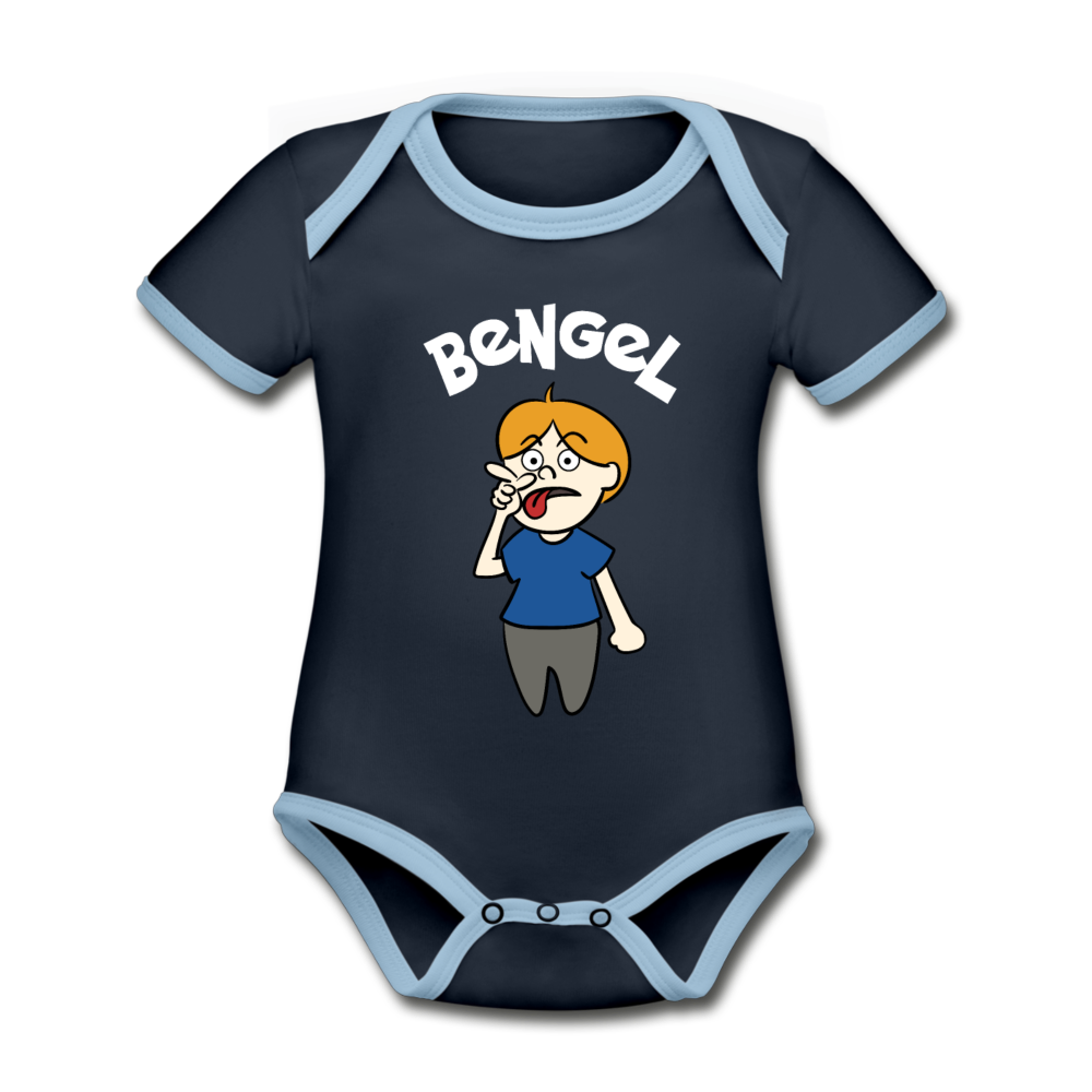 Bengel - Baby Bio-Kurzarm-Kontrastbody - navy/sky