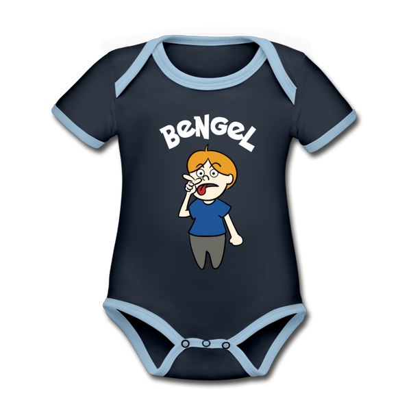 Bengel - Baby Bio-Kurzarm-Kontrastbody - navy/sky