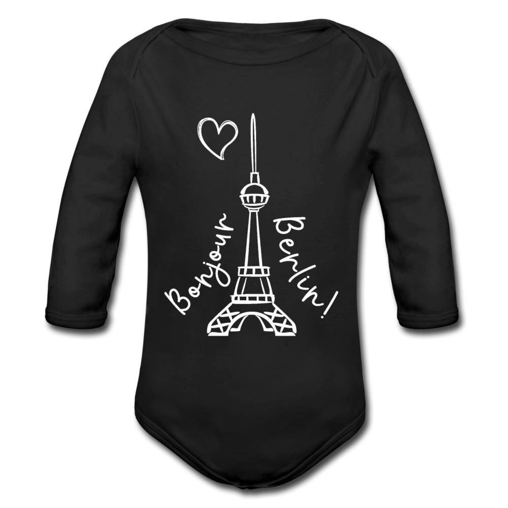 Eiffelturm in Berlin Bonjour - Bio-Langarmbody - Schwarz