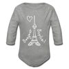 Eiffelturm in Berlin Bonjour - Bio-Langarmbody - Grau meliert