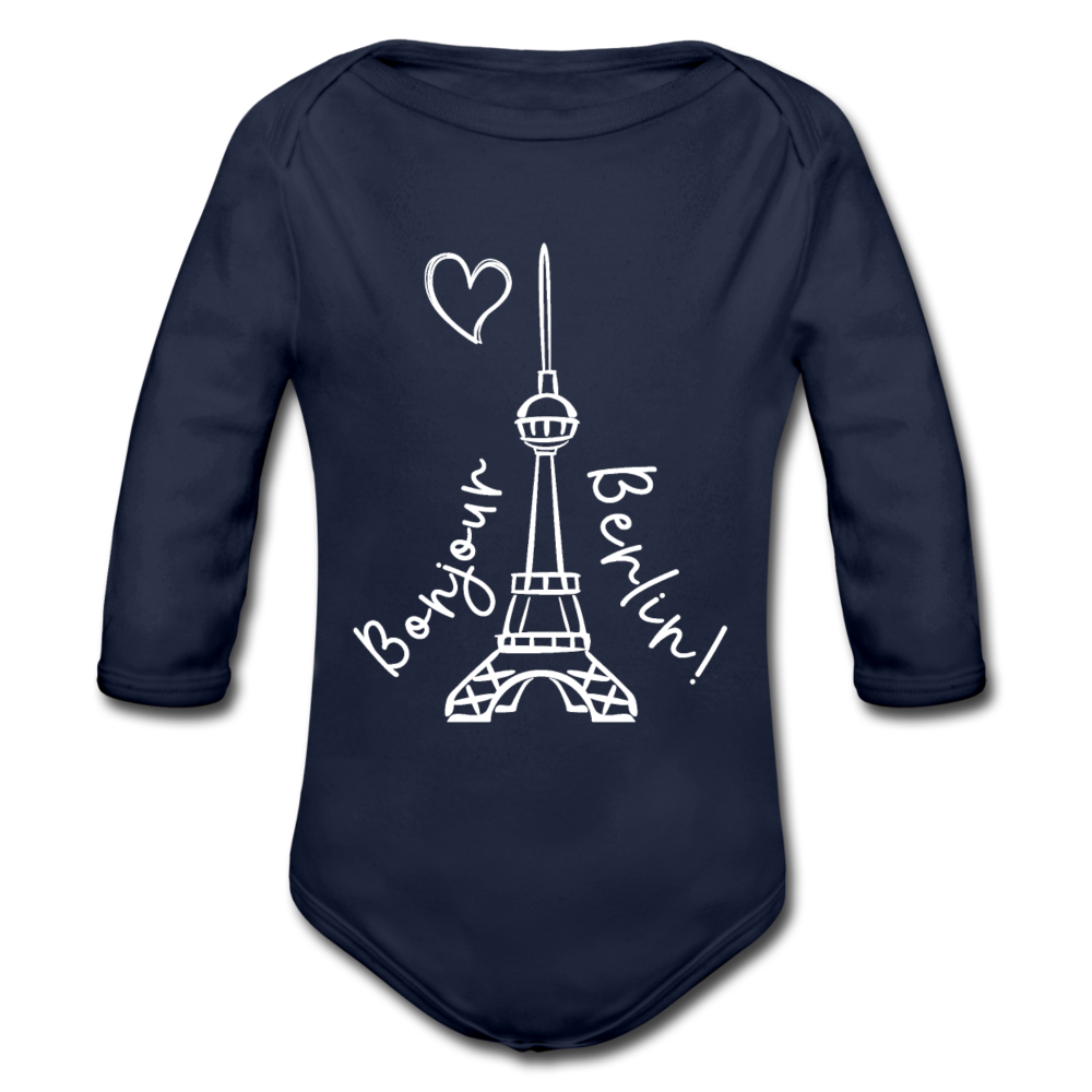 Eiffelturm in Berlin Bonjour - Bio-Langarmbody - Dunkelnavy