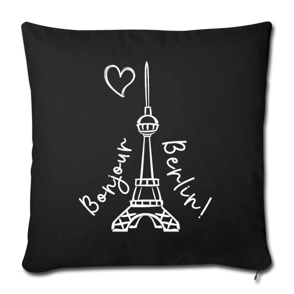 Eiffelturm in Berlin Bonjour - Sofakissen mit Füllung (45 x 45 cm) - Schwarz