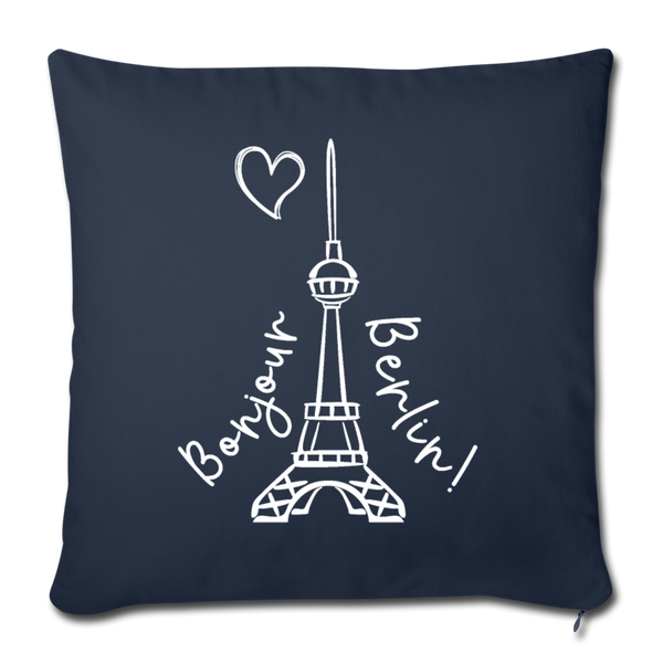 Eiffelturm in Berlin Bonjour - Sofakissen mit Füllung (45 x 45 cm) - Navy