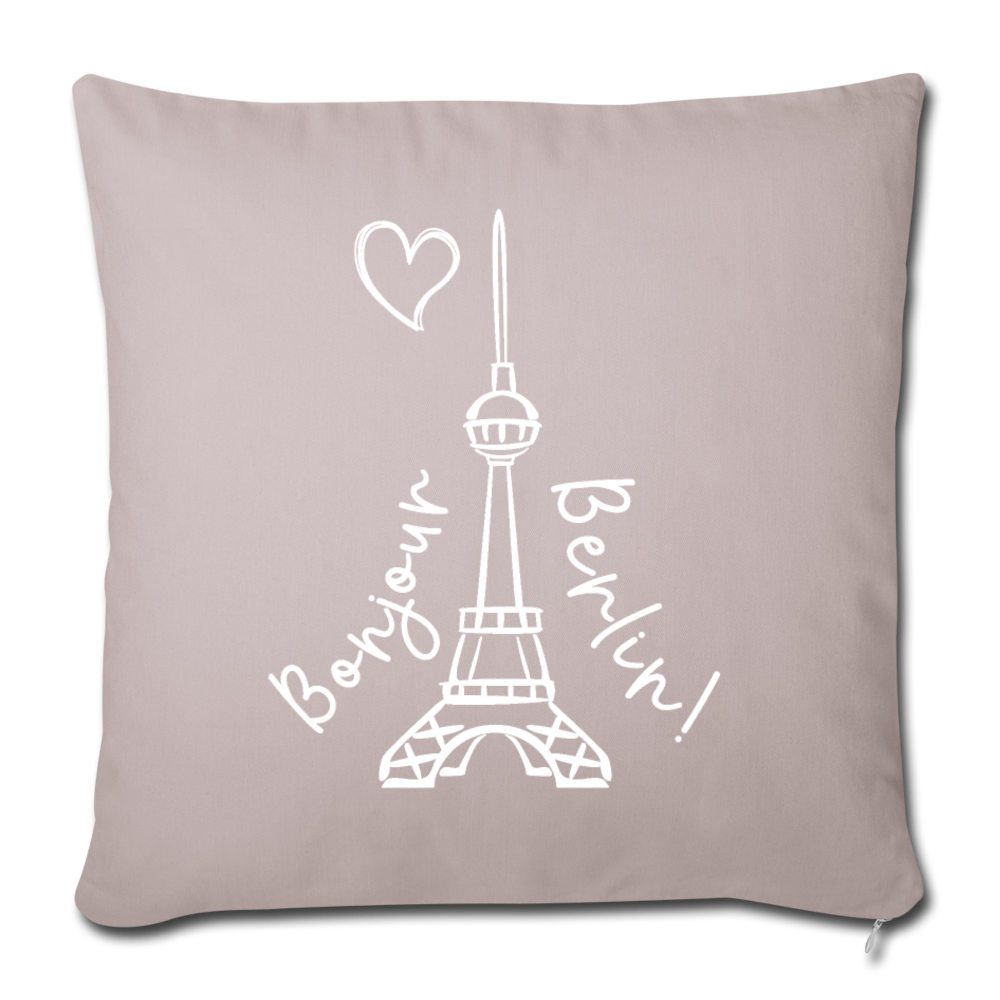 Eiffelturm in Berlin Bonjour - Sofakissen mit Füllung (45 x 45 cm) - helles Taupe