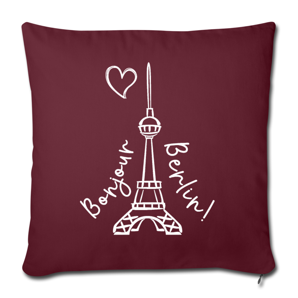 Eiffelturm in Berlin Bonjour - Sofakissen mit Füllung (45 x 45 cm) - Burgunderrot