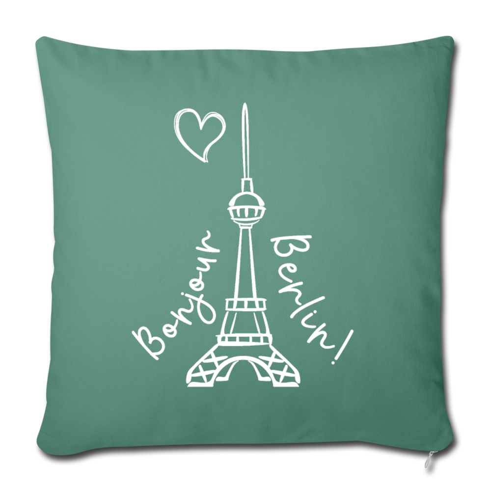 Eiffelturm in Berlin Bonjour - Sofakissen mit Füllung (45 x 45 cm) - Tanngrün